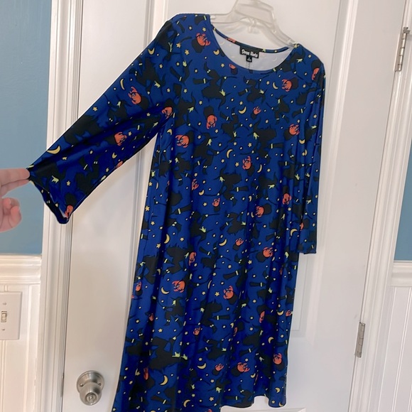 Halloween Witch Print Dress w/ Elbow length sleeves, size M - Picture 3 of 6